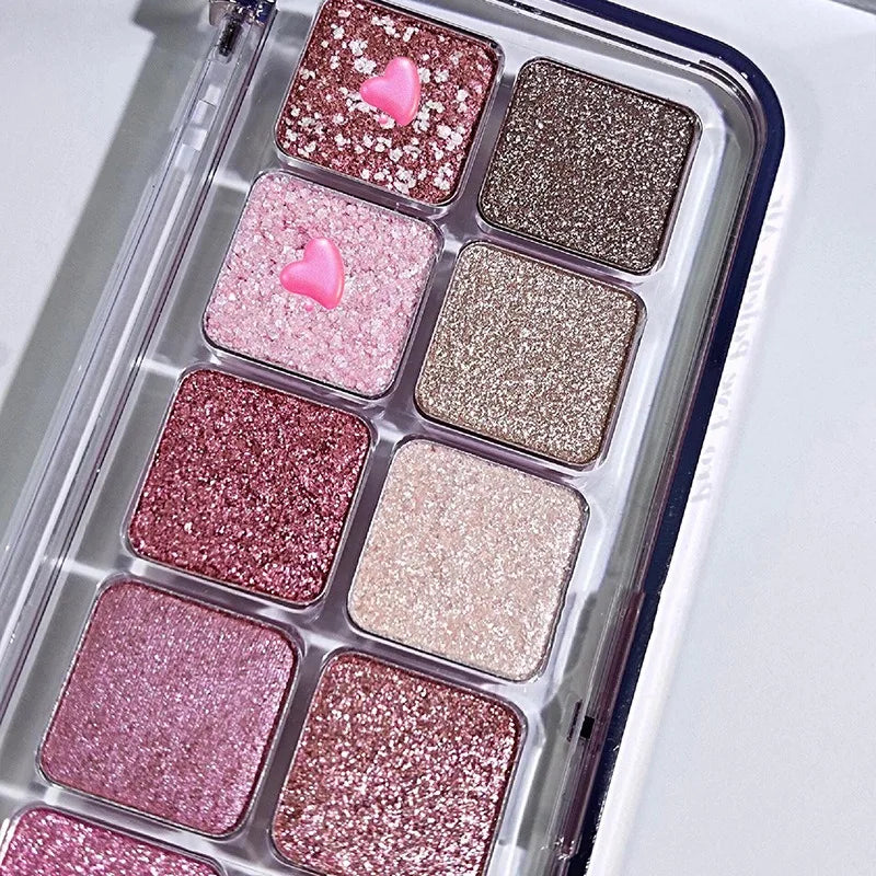 12-Color Glitter Shimmer Eyeshadow Palette | Peach & Pearl