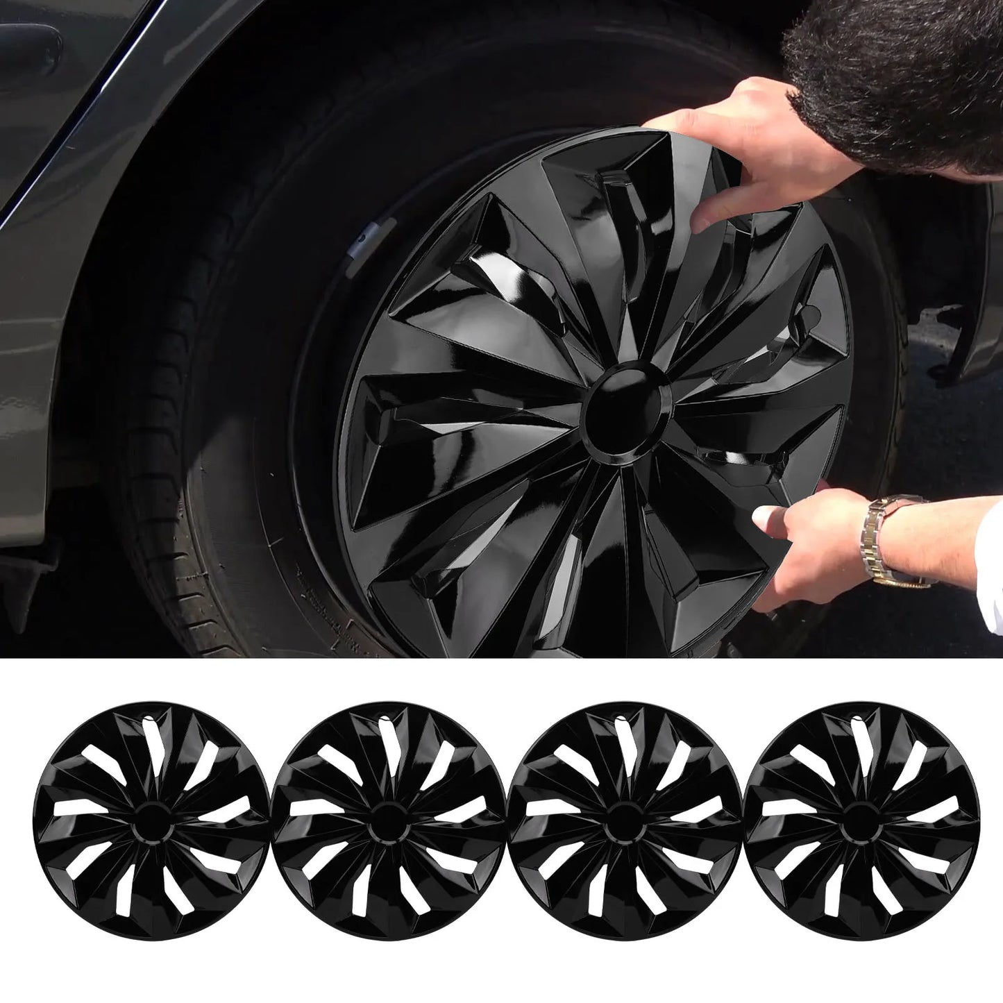 17 Inch Hubcaps Set of 4 | Universal ABS R17 Clip-On Wheel Covers