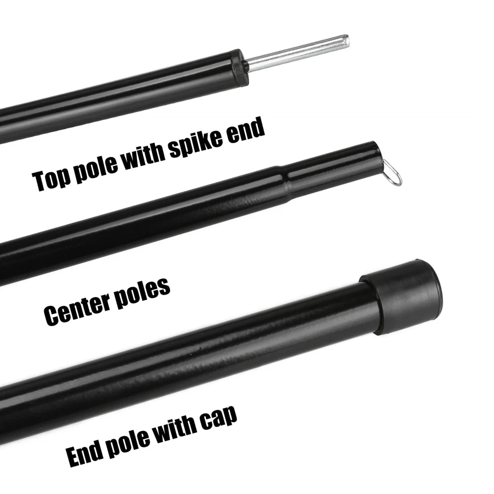 Set of 2 Tent Poles Adjustable Tarp Poles Steel Rods for Tarp Canopy Hiking Camping Replacement with Pegs & Reflective Ropes Peaceful Pleasures Health and Wellness