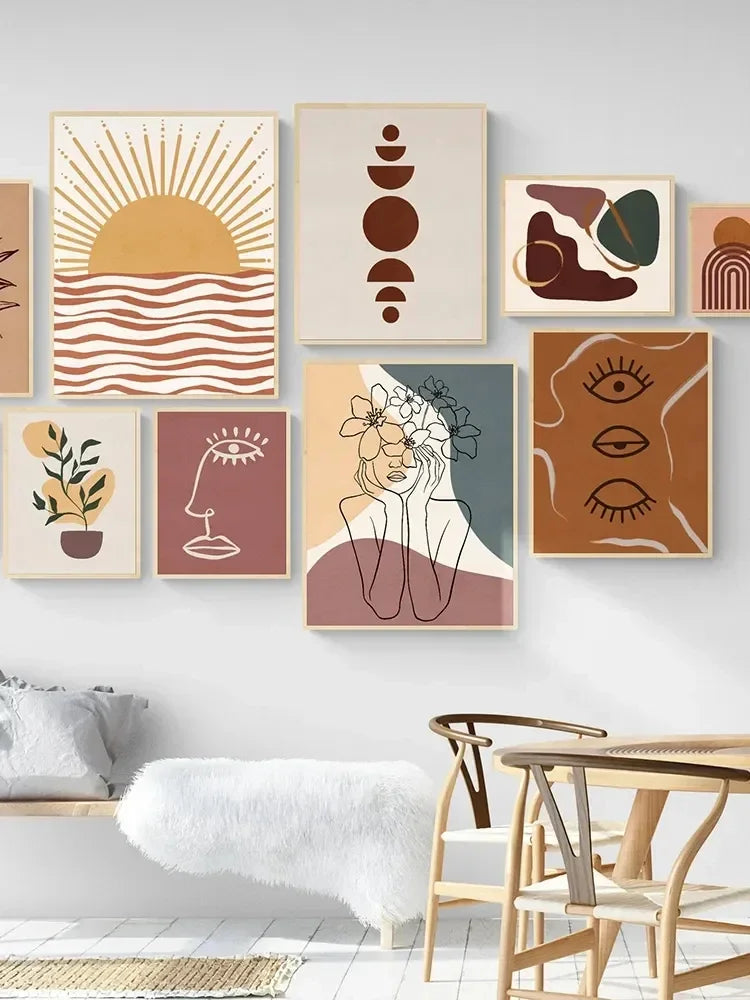 Burnt Orange Boho Abstract Canvas Wall Art | Terracotta Print Canvas Wall Art Print Peaceful Pleasures Health and Wellness