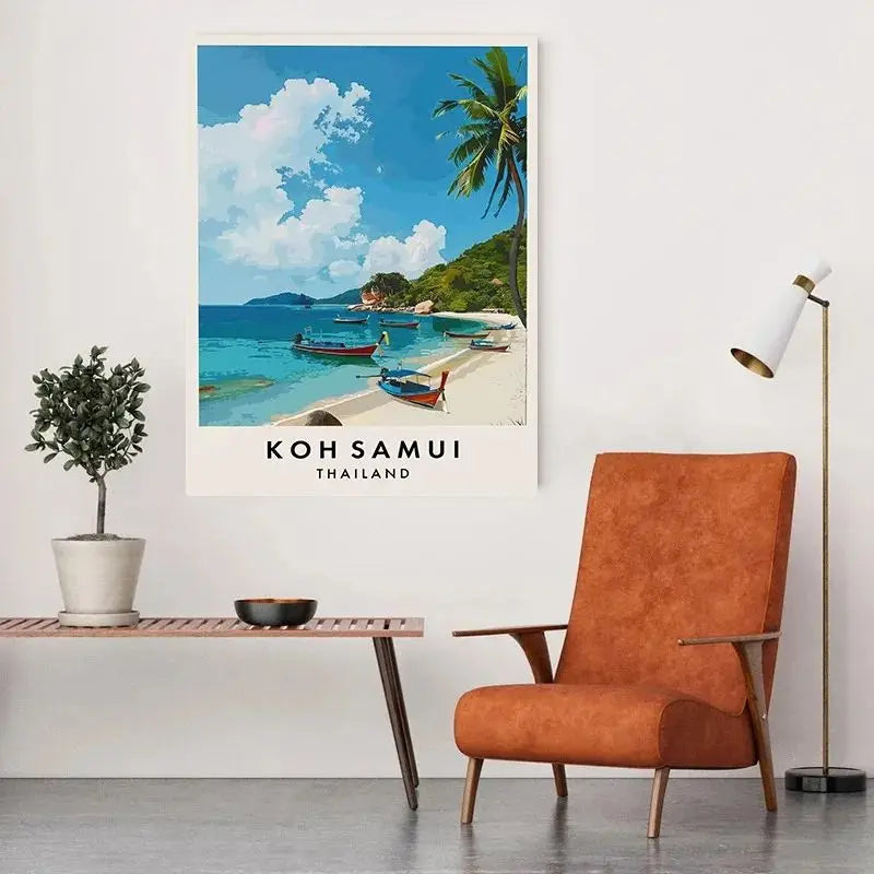 Thailand Travel Art Canvas Poster Phuket Chiang Mai Koh Phangan Bangkok City Landscape Asia Scenery Wall Art Painting Home Decor Peaceful Pleasures Health and Wellness