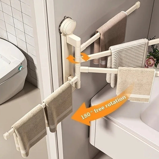 No-Drill Suction Rotating Towel Rack | Folding Double Bar Suction Towel Rack Peaceful Pleasures Health and Wellness