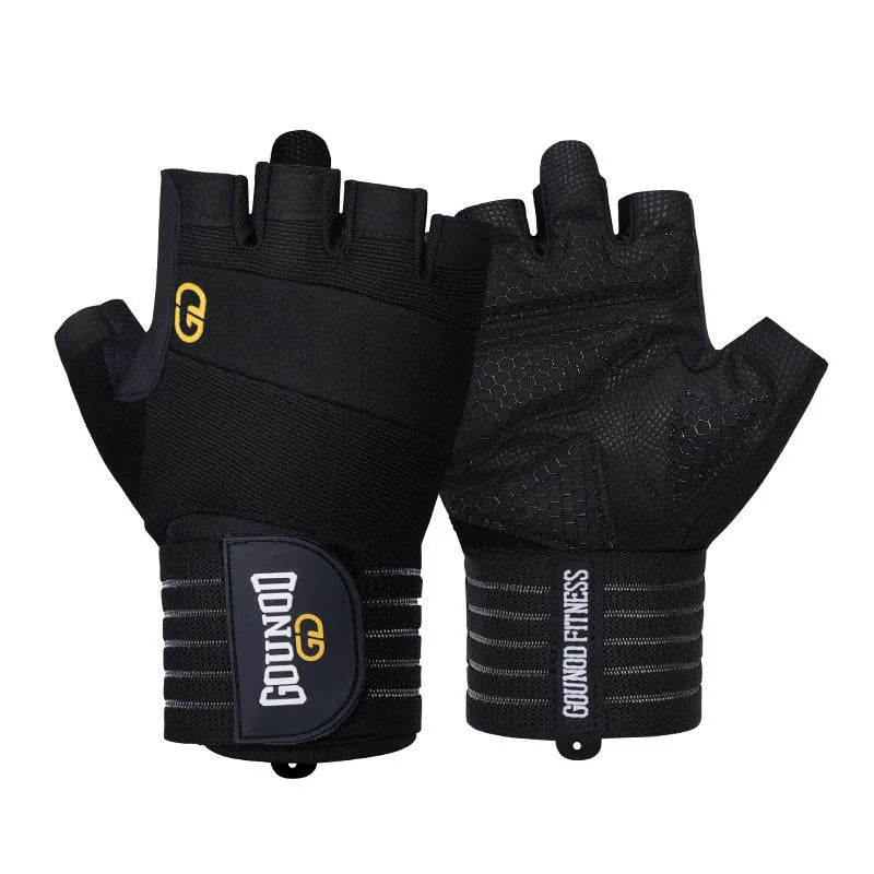 Wrist Support Workout Gloves, Anti-Slip Breathable Half Finger for Weightlifting, Gym, Pull-Ups, Dumbbell, Cycling, Climbing Peaceful Pleasures Health and Wellness Black L