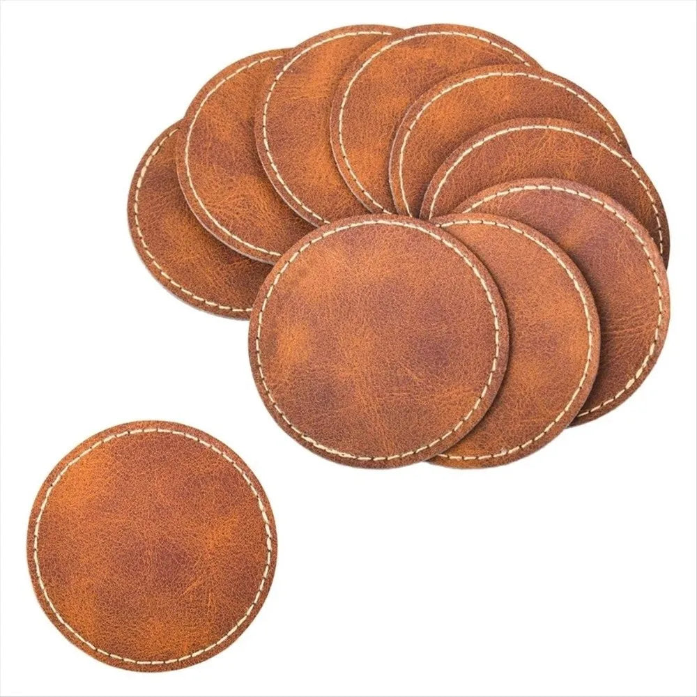 PU Leather Blank Hat Patches 6.3cm Brown – 5 or 10 Pack