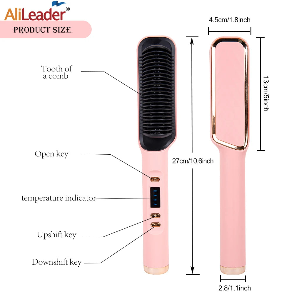 Alileader Straightener Brush Smooth Frizz 30 S Fast Heating 60 Min Auto-Off Women Hairstyle Tools Suitable Long/Thick/Wigs Hair Peaceful Pleasures Health and Wellness