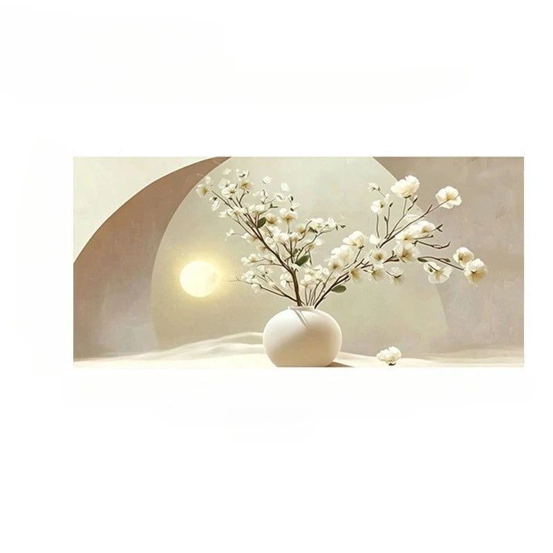 White Blossoms Vase Canvas Print | Frameless Floral Wall Art Canvas Wall Art Peaceful Pleasures Health and Wellness 100x200cm No Frame ZLH10422