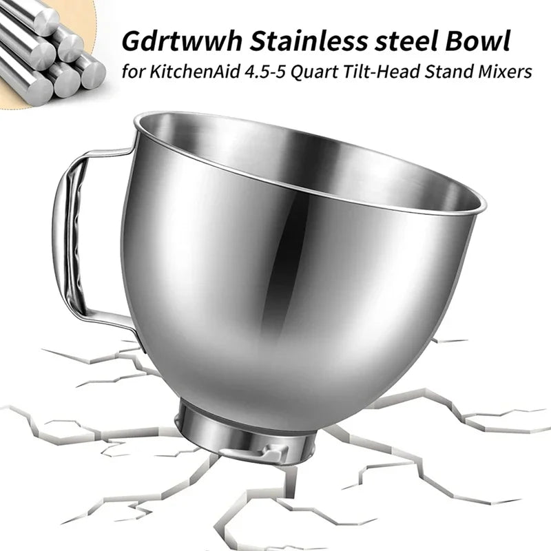 Stainless Steel Mixer Bowl for KitchenAid 4.5–5 Qt Tilt-Head Stand Mixers – Dishwasher Safe Peaceful Pleasures Health and Wellness Default Title
