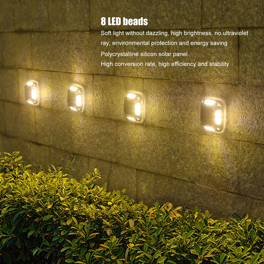 4-Pack Solar Deck Lights 8 LED Outdoor Waterproof Garden Path Solar Path Lights Peaceful Pleasures Health and Wellness