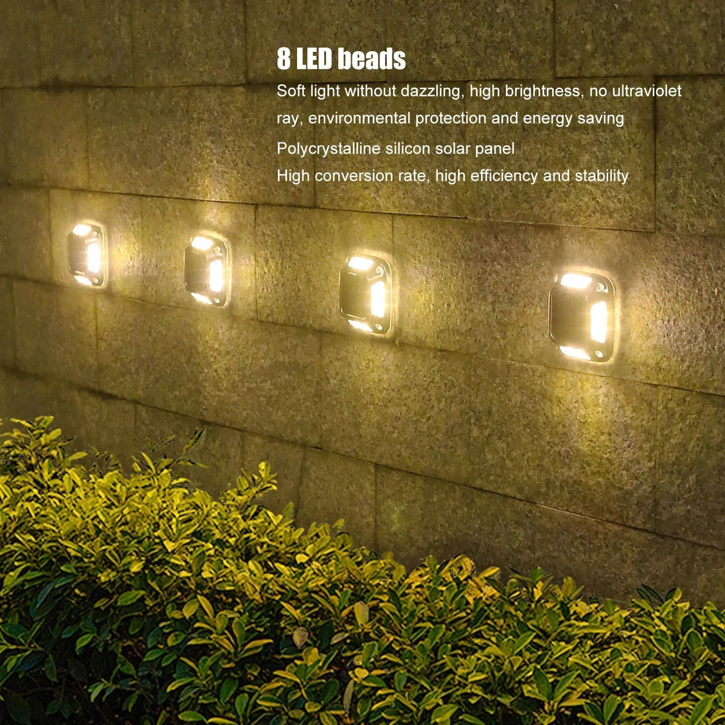 4-Pack Solar Deck Dock Lights 8 LED Outdoor Waterproof Path Lights