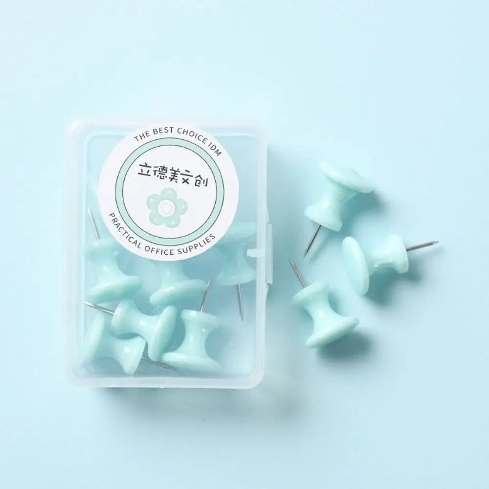 Portable Macaron Color Pushpin Thumbtac Fixing Pin Plastic Board Push Pin Small Fresh Thumb Tacks School Peaceful Pleasures Health and Wellness Green-L-10pcs-box