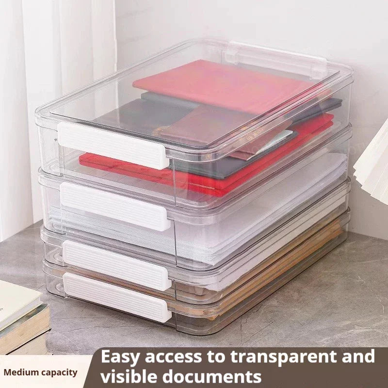 Stackable Transparent Desktop Document & Paper Organizer Box