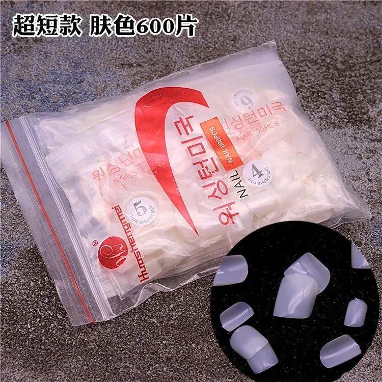 Fake Nails Set, 10 Sizes, Full Half French, Acrylic ABS, Manicure Fingers Toes, C Smile Sharp, 500 Tips Kit Bagged Peaceful Pleasures Health and Wellness China Mainland BF03-0136