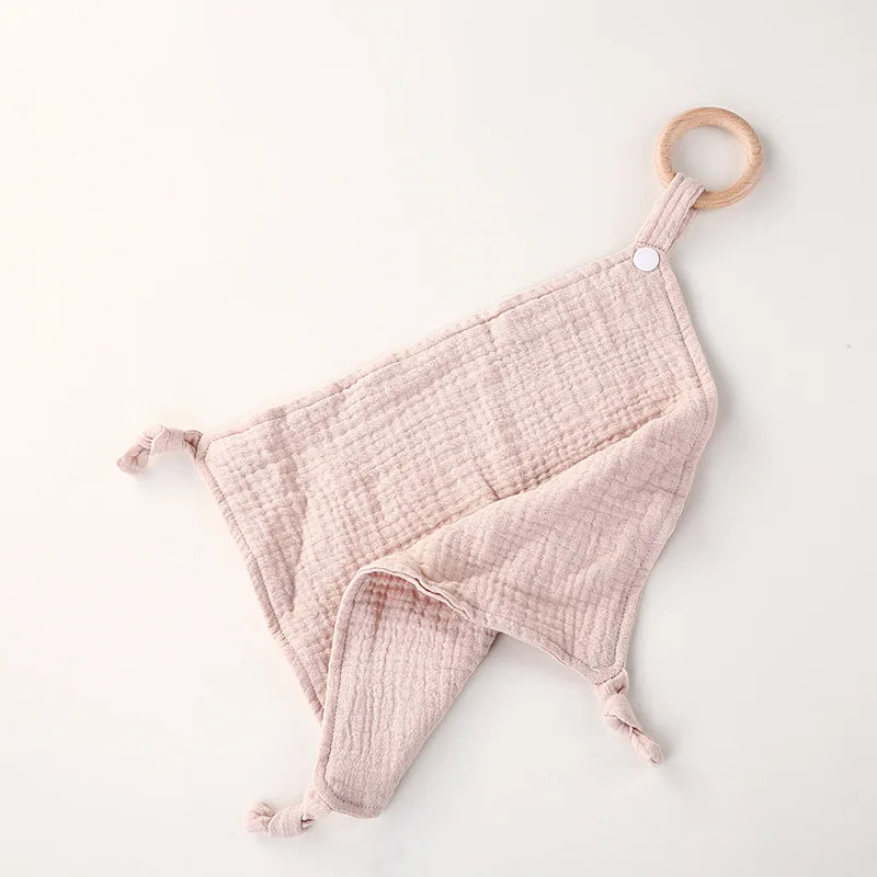Wooden Ring Baby Drool Bib & Burp Cloth – Soft Cotton Washcloth