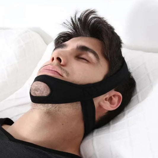 Anti-snoring Band Open Mouth Breathing Corrective Anti-snoring Chin Rest Sleep Open Mouth Rest Peaceful Pleasures Health and Wellness black