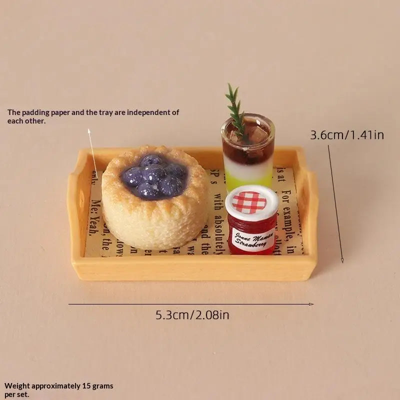 Miniature Coffee & Pastry Set | 1:12 Dollhouse Kitchen Accessory