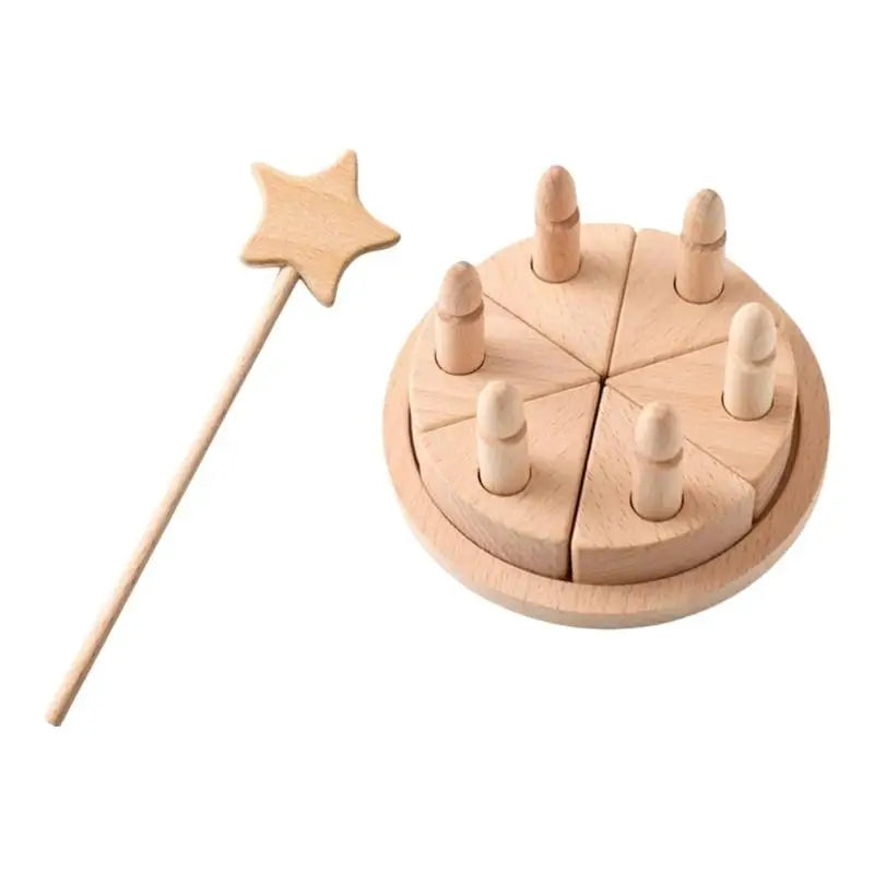 Wooden Beech Cake Pretend Play Toy | Removable Parts – Kids 3+