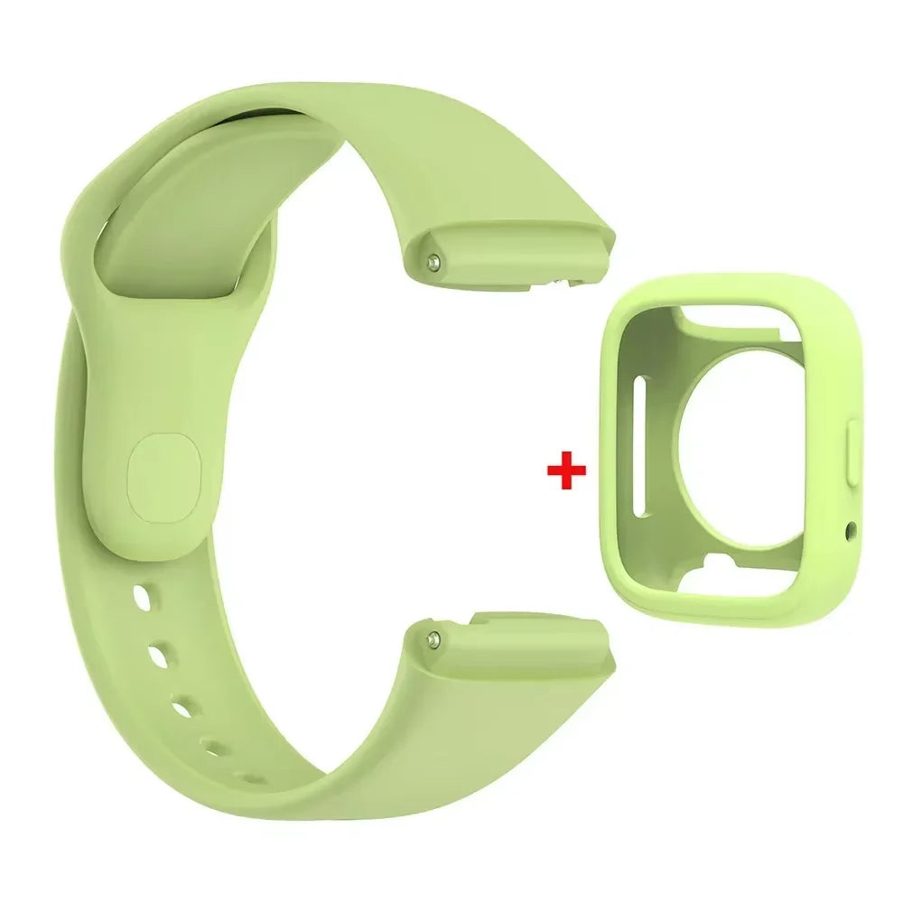 Silicone Strap+case Compatible for Redmi Watch 3 Active Smartwatch Band for Mi Watch 3 Active Protective Case Protector Cover Peaceful Pleasures Health and Wellness Light Green Redmi Watch 3 Active