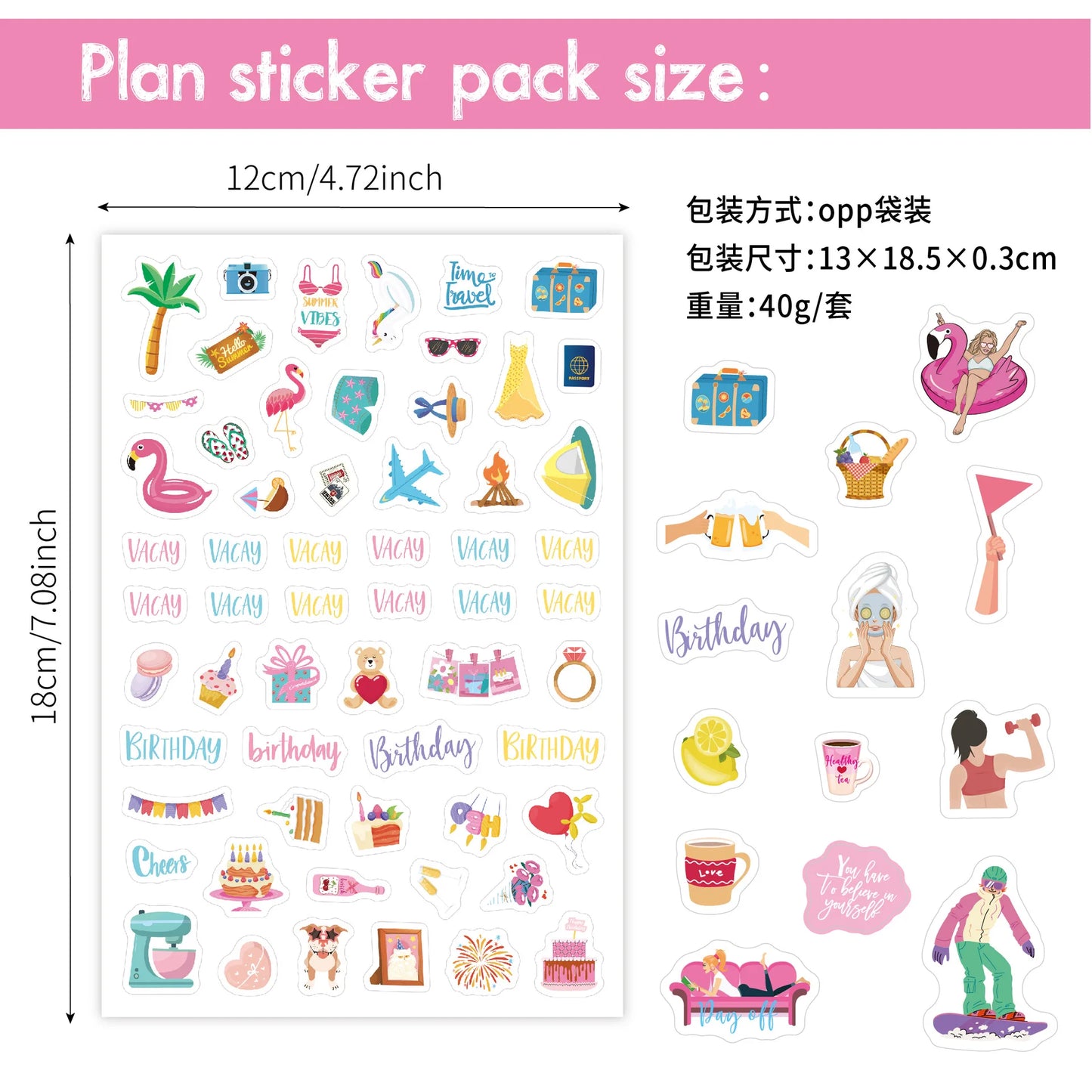 Bview Art Daily Planner Sticker Minimalist Handwriting Notes Journals