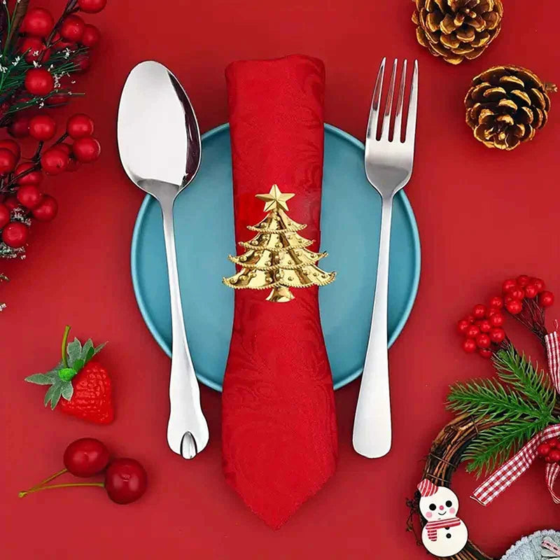 Christmas Napkin Rings Set of 6 | Xmas Holiday Table Decor