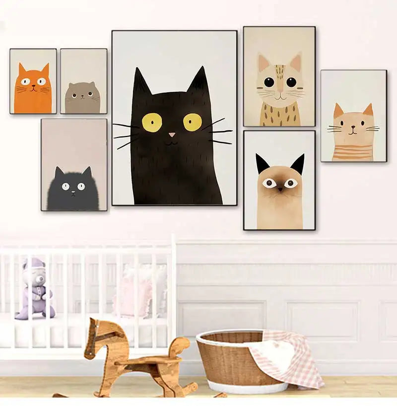 Cute Cat Canvas Wall Art Print – Kids Room & Nursery Decor Canvas Wall Art Print Peaceful Pleasures Health and Wellness