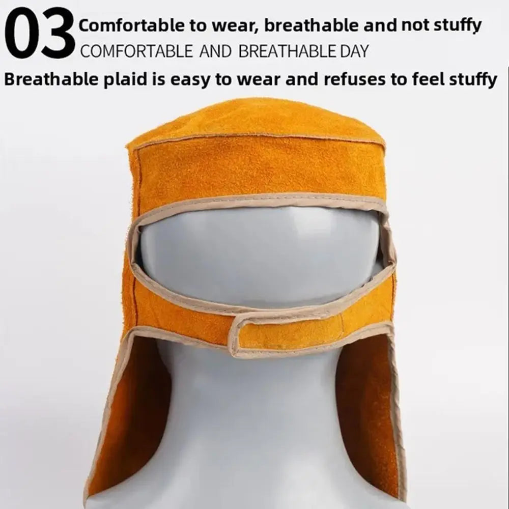 Leather Welding Helmet Flip-Open Lens | Heat Resistant Hood