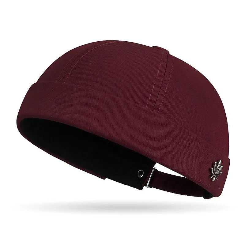 Adjustable Brimless Cap for Spring & Autumn, Unisex Solid Beanie Hat - Fashion Versatile, Streetwear Hip Hop Style Peaceful Pleasures Health and Wellness Wine red One Size