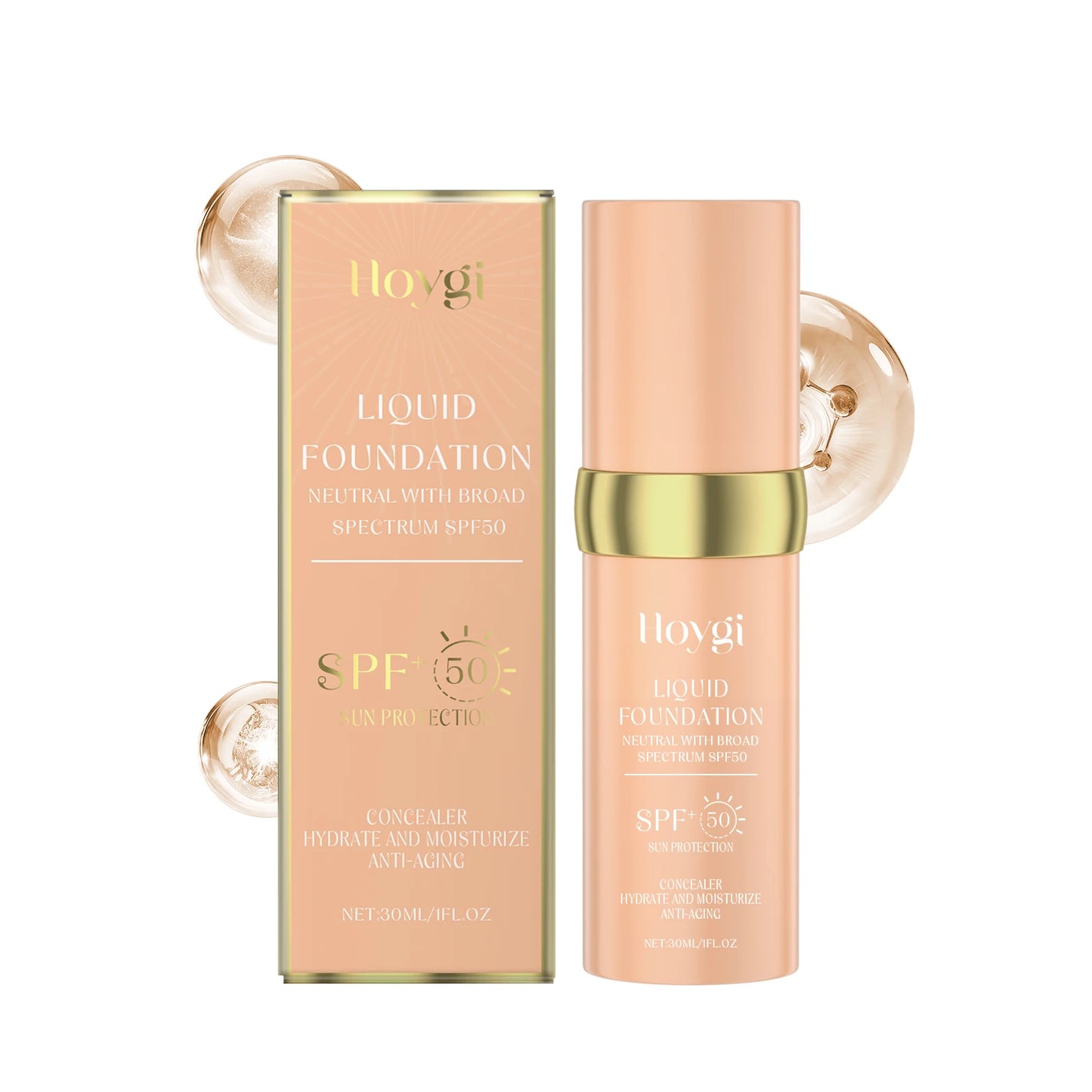 Hoygi SPF 50 Liquid Foundation – Full Coverage, Temperature-Adaptive