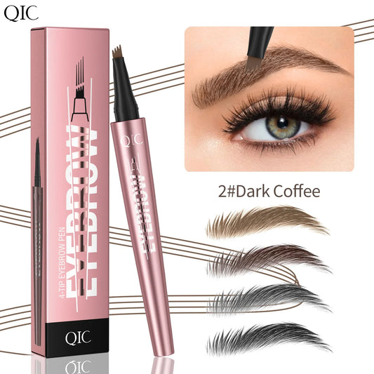 QIC 4-Tip Waterproof Eyebrow Pen – 6 Colors | Natural Look Eyebrow Pen Oasis Select