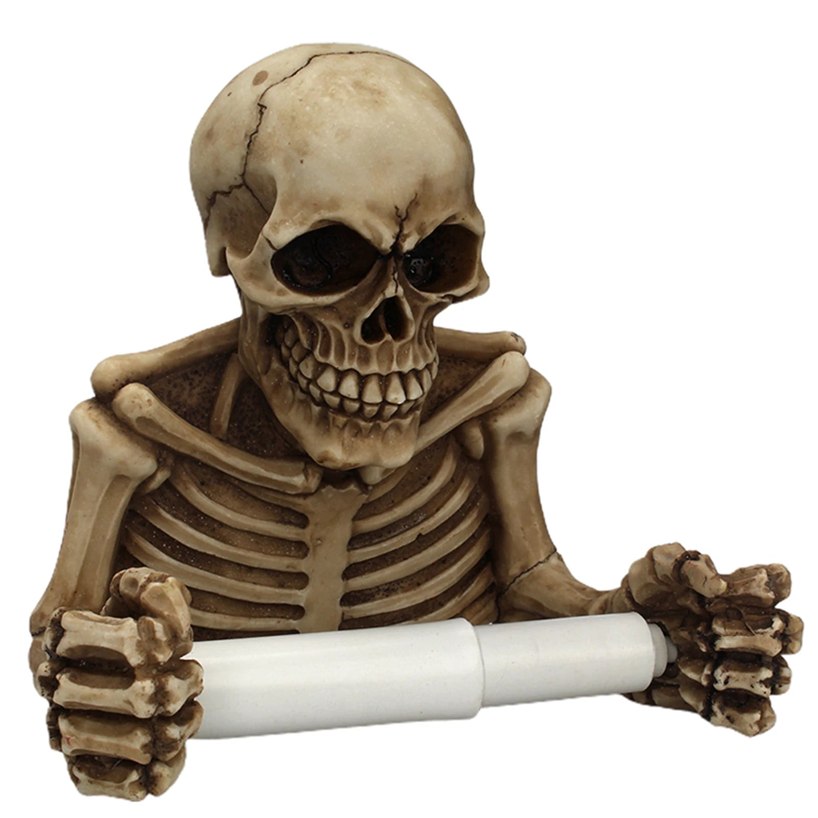 Skull Toilet Paper Holder Creative Wall Mounted Waterproof Rack Bathroom For Halloween Decoration Peaceful Pleasures Health and Wellness WHITE