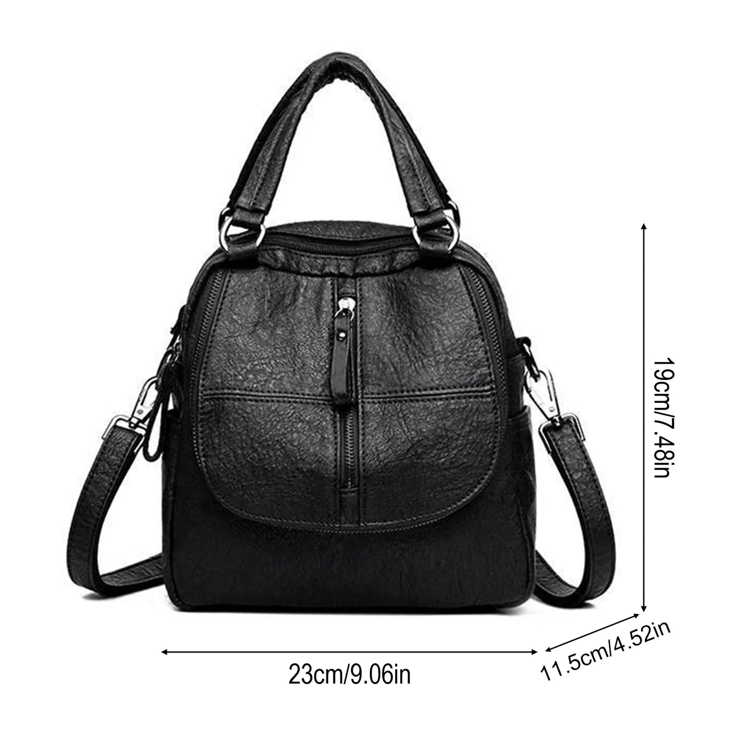 Women's Backpack Daily Commute School Travel Soft PU Leather Multiway Shoulder Bag Versatile Retro Chic Fashionable Peaceful Pleasures Health and Wellness