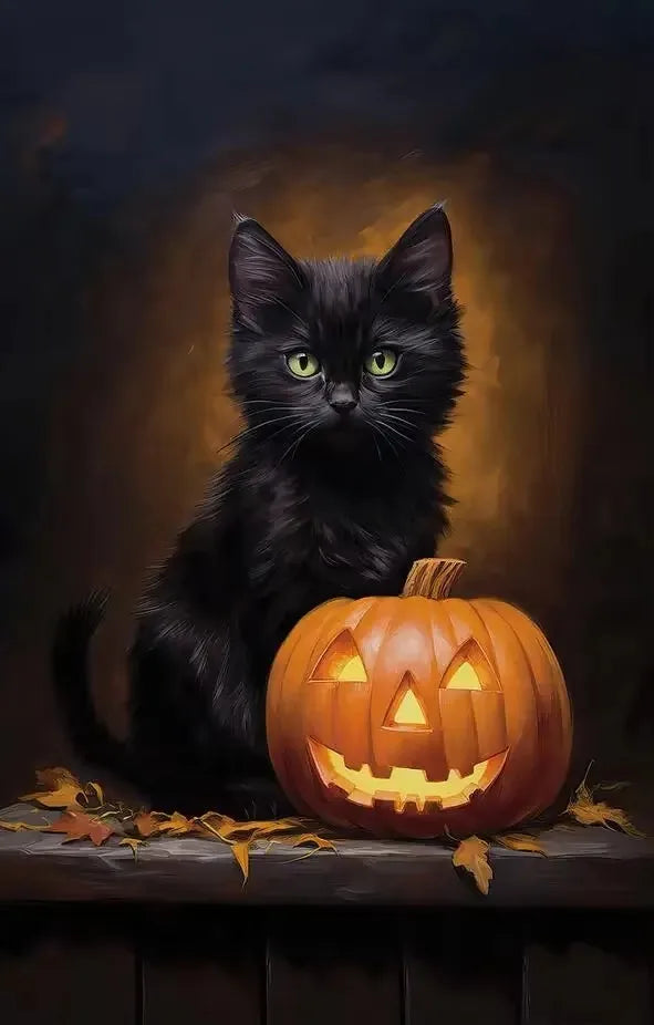 Victorian Gothic Black Cat Raven Canvas Wall Art Print | Occult Décor Gothic Canvas Print Peaceful Pleasures Health and Wellness ZLH5382 100x150cm No Frame