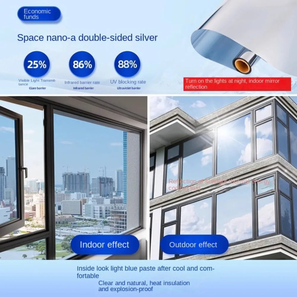 One-Way Mirror Window Film | UV Privacy Sun Blocking Sticker