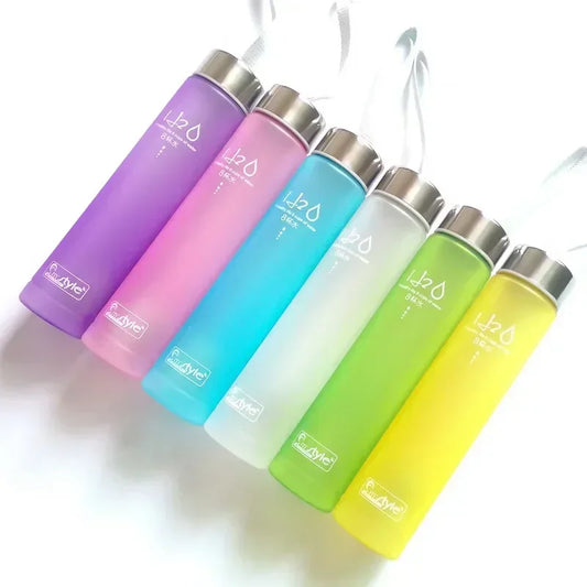 Frosted Plastic Water Bottle 280ml | Candy Color Space Cup Reusable Water Bottle Peaceful Pleasures Health and Wellness