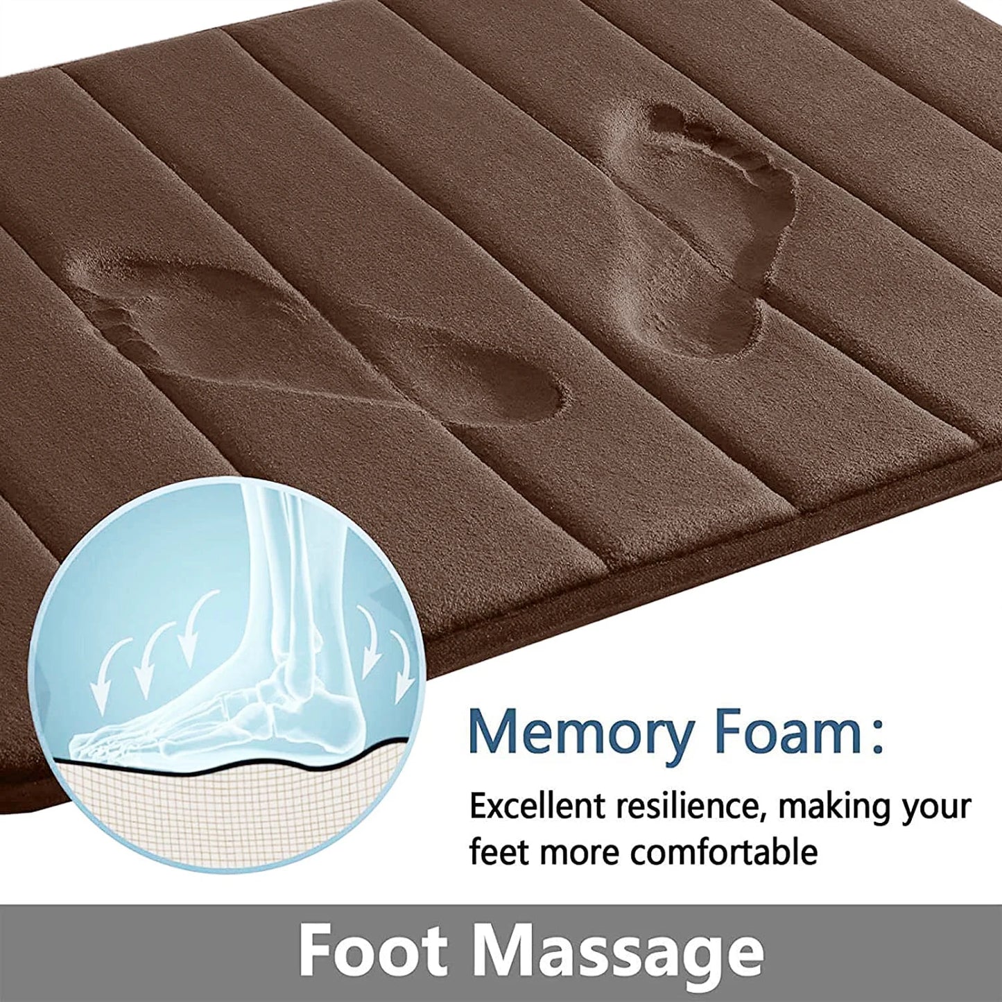 Memory Foam Bathroom Rugs Set Non Slip Extra Soft Water Absorbent Machine Washable & Dry Shower Toilet Mats for Tub Floor Beige Peaceful Pleasures Health and Wellness Brown A and B