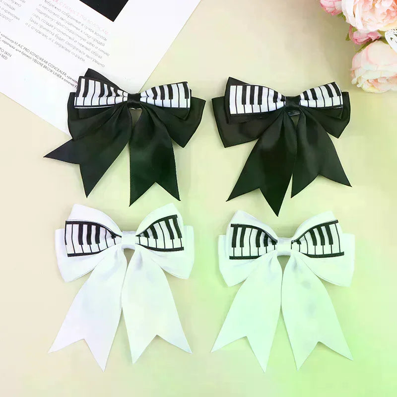 Piano Key Bow Hair Clip – Musical Non-Slip Grip for Women