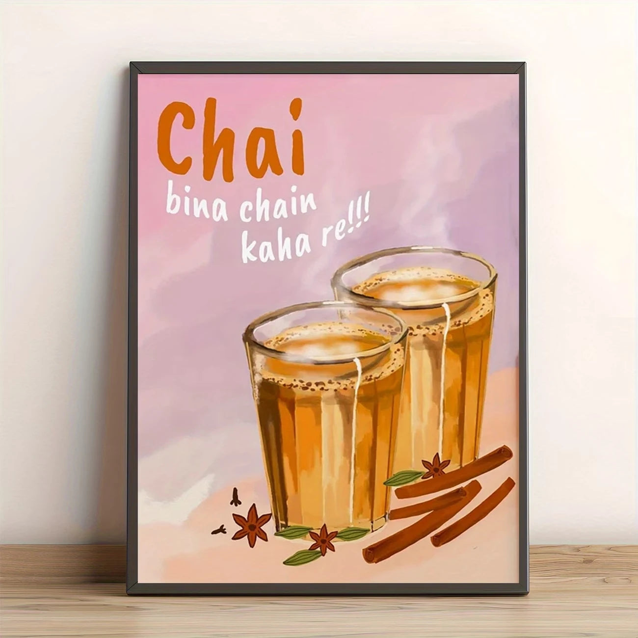 Chai Bina Indian Spice Quote Canvas Wall Art Print Poster