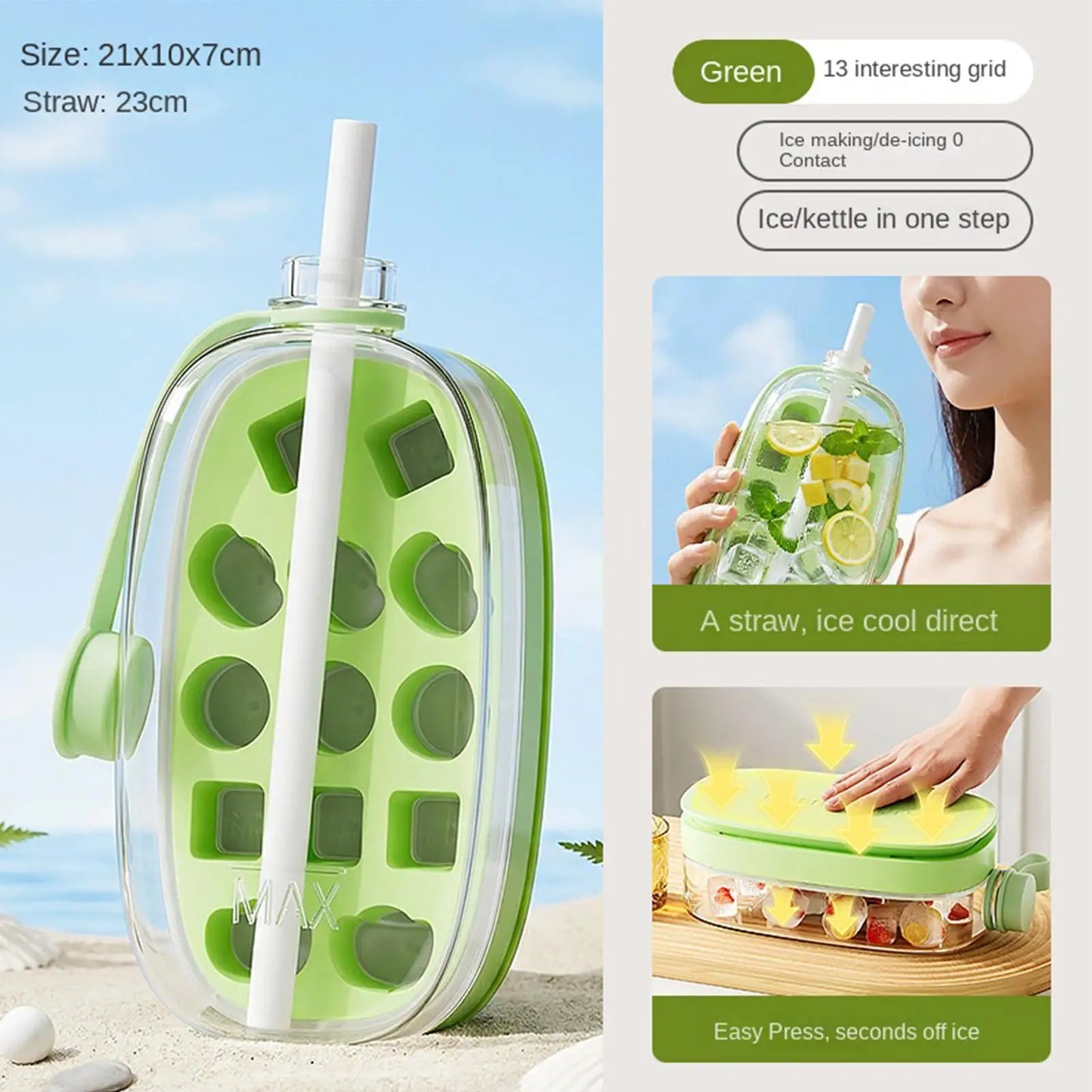 2-in-1 Portable Ice Maker Bottle | Press & Dispense Ice Cubes Ice Maker Bottle Peaceful Pleasures Health and Wellness