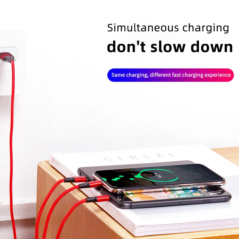 New Fast Charging Cable c Multi Charger Cable Nylon Braided Multiple USB Type-C Universal Charging Cord Adapter Peaceful Pleasures Health and Wellness
