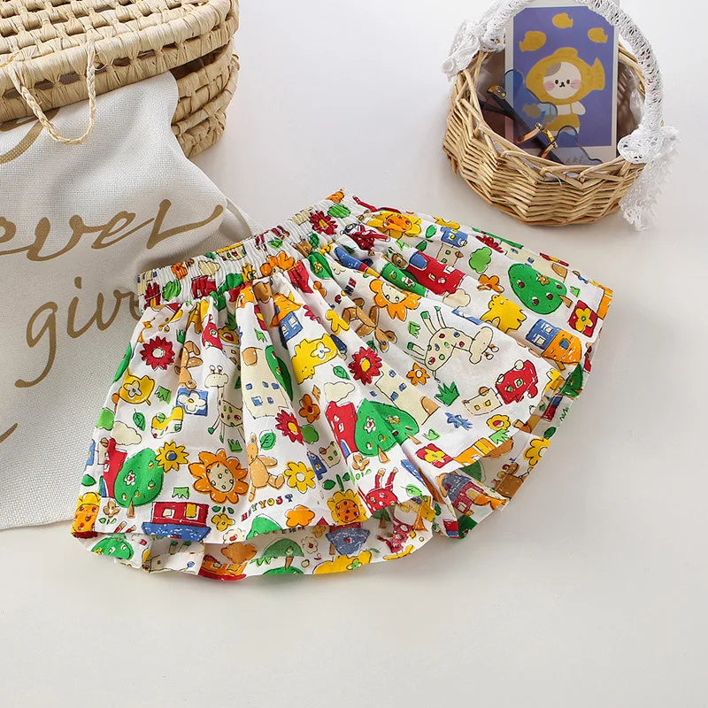 Girls Floral Culottes Wide-Leg Beach Shorts | Ages 4–6