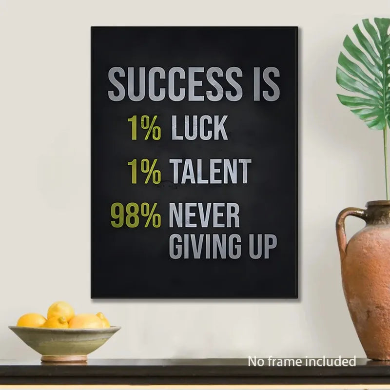 Inspirational Motivational Poster Success Quote Wall Art Canvas Print Poster Unframed Persistence and Determination Theme Peaceful Pleasures Health and Wellness