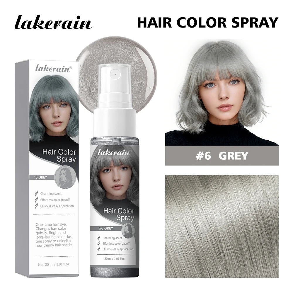 Temporary Hair Color Spray — Washable, Glitter Formula, Party & Cosplay Styling | 30ml Peaceful Pleasures Health and Wellness Grey