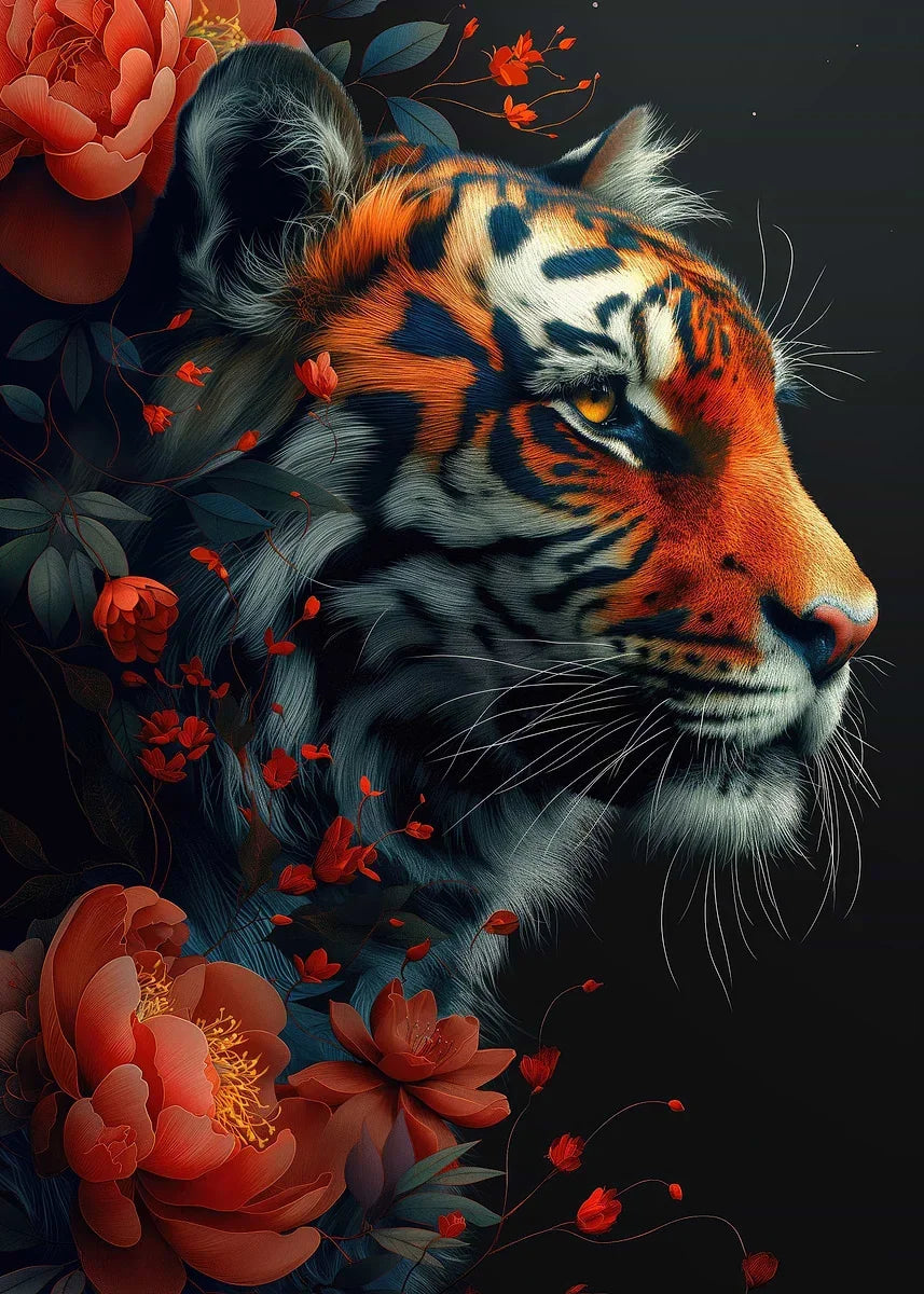 Tropical Tiger Forest Canvas Wall Art | Minimalist Home Decor