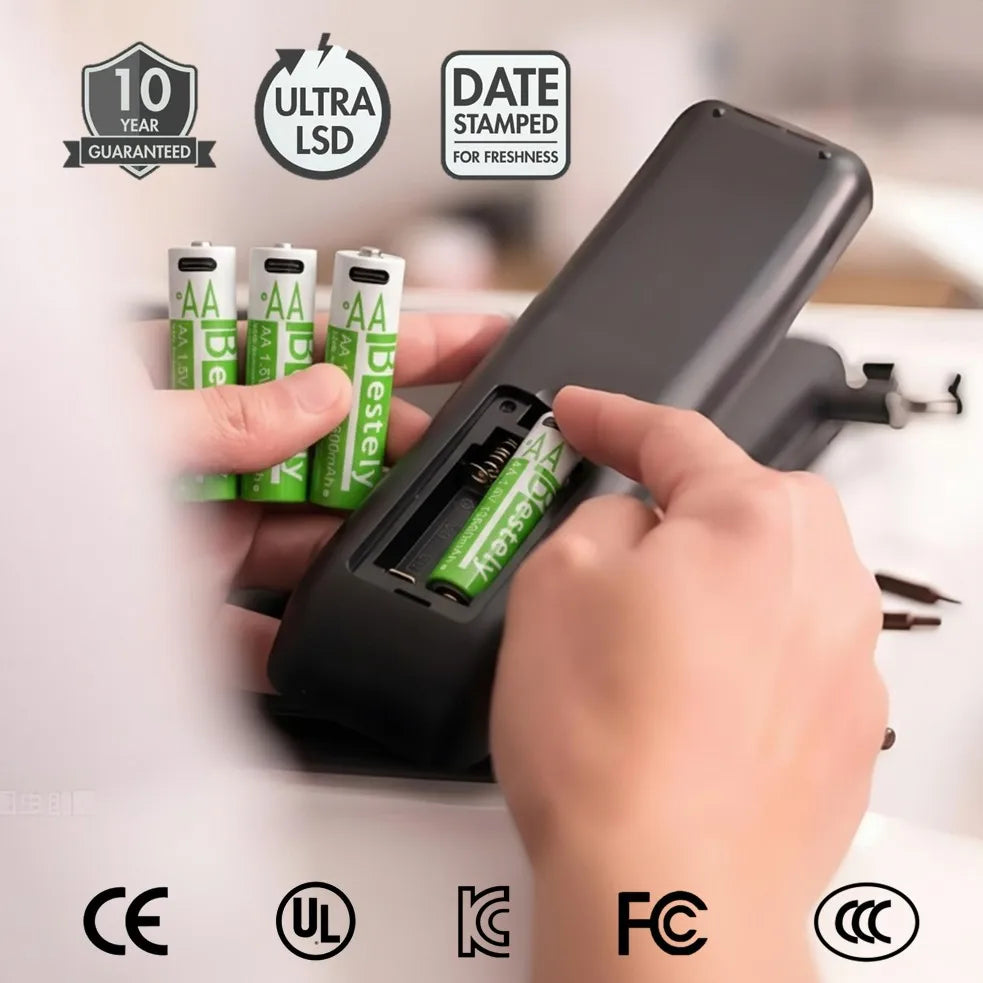 Rscrola 13600mAh AA Rechargeable Batteries USB-C Charging