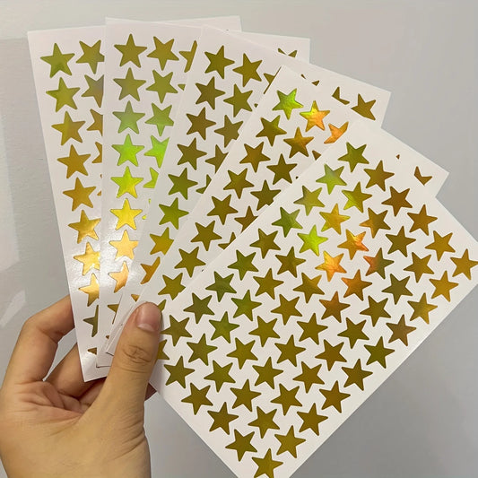 5 Sheets Bag Gold Colored Star Sticker Stamping Five Pointed Peaceful Pleasures Health and Wellness A