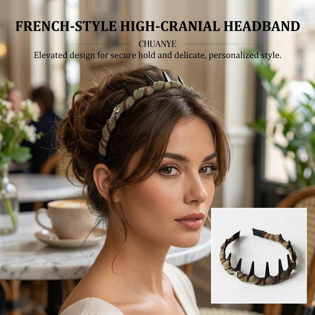 Women's French Style Anti-Slip Headband High-Crown Design Elegant Hair Accessory Peaceful Pleasures Health and Wellness