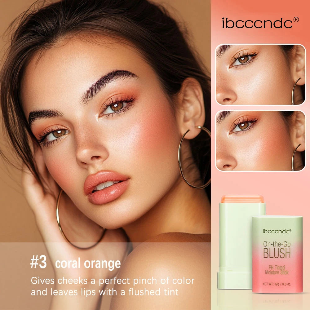 PH Tinted Moisture Stick Blush Stick Natural Cheek Face Rouge Blusher Lasting High Color Rendering Brightening Skin Waterproof Peaceful Pleasures Health and Wellness