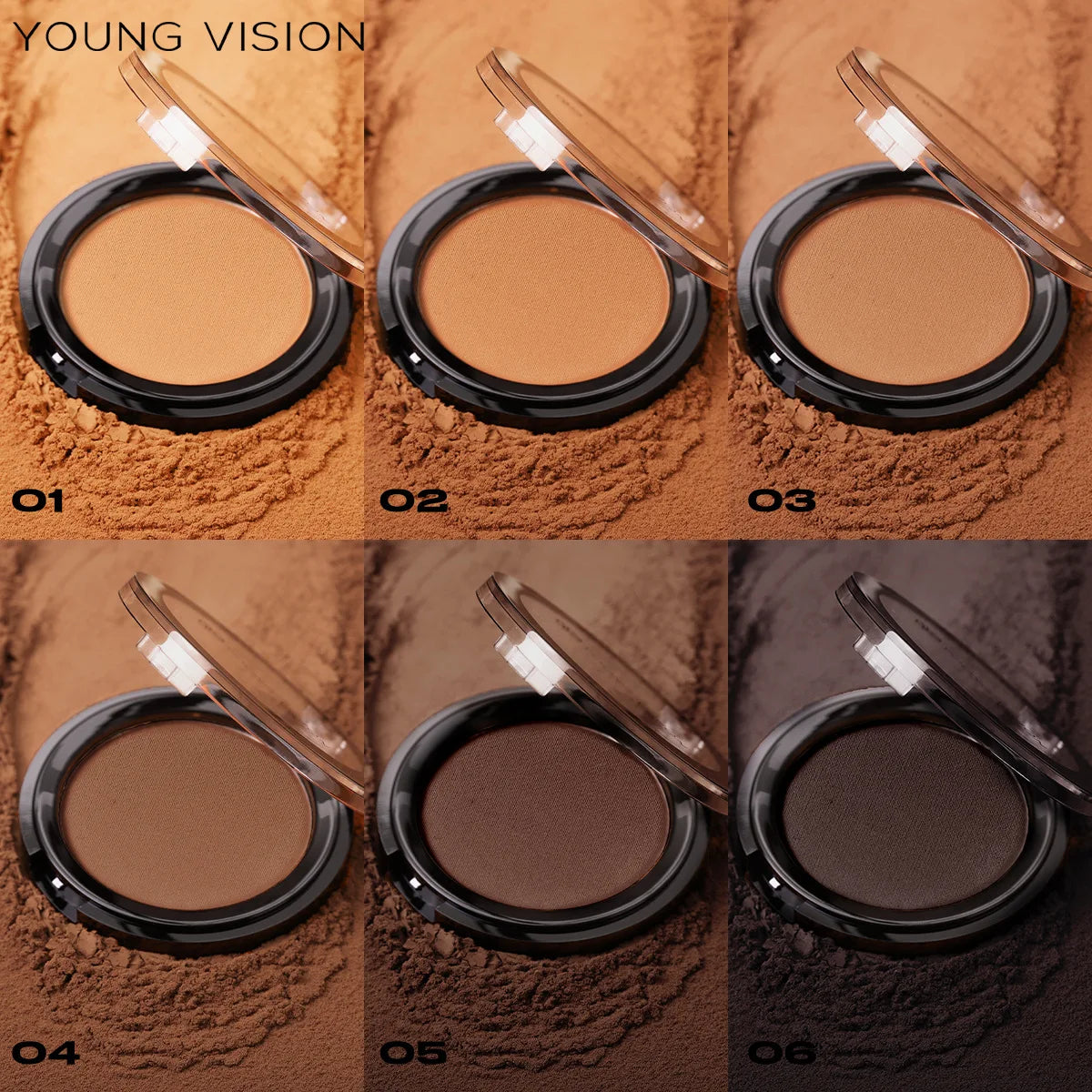 Silky Matte Bronzer & Contour Powder Palette – 6 Shades