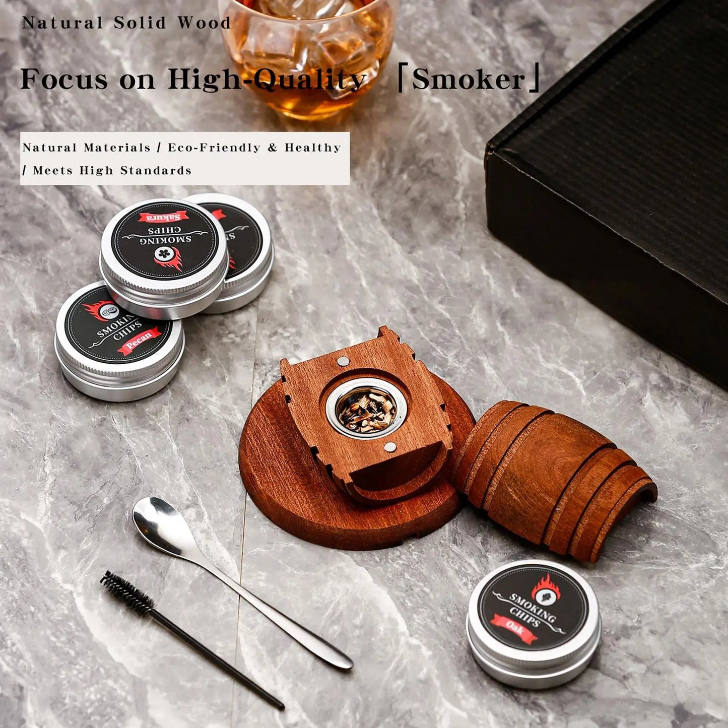 Wooden Whiskey Cocktail Smoker | Spirits Infuser Bar Gift