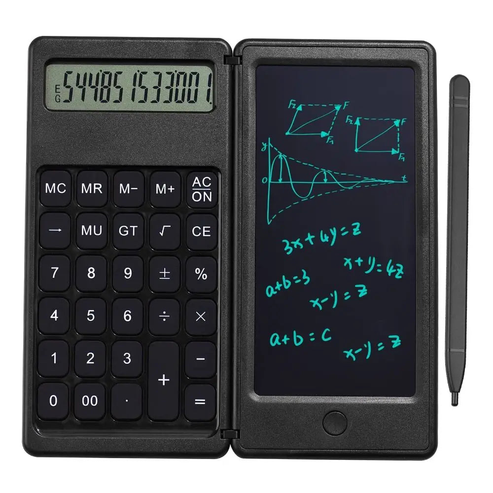 Foldable 12-Digit Scientific Calculator with LCD Notepad