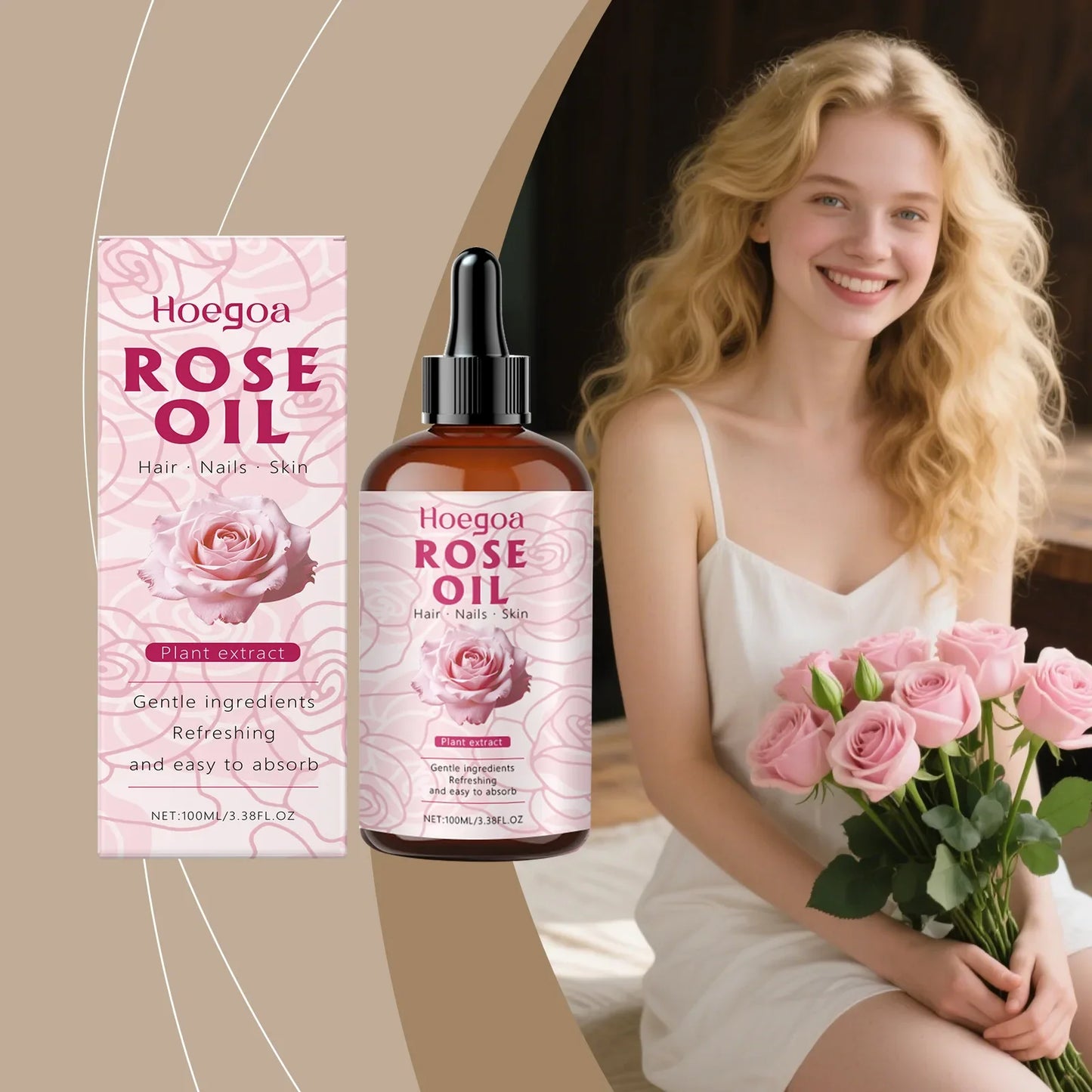 HOEGOA Rose Oil Face Serum – Anti-Aging & Brightening 100ml